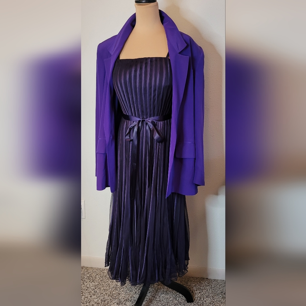 Deep Violet spaghetti stap Sandra Darren fit and flare 14 dress